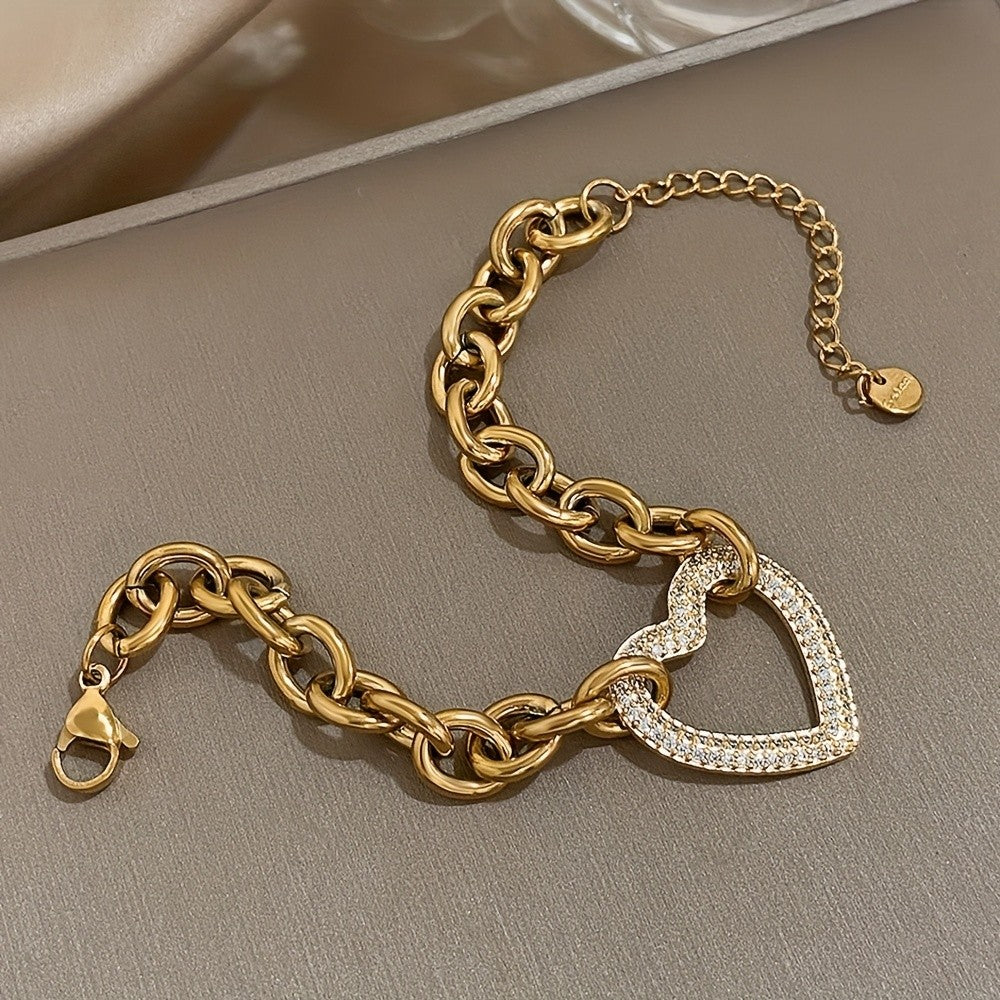 Vintage Gold Heart Chain Bracelet