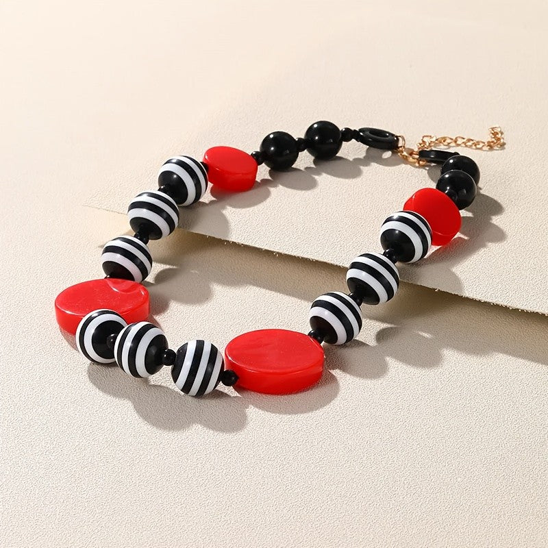 Vintage Striped Resin Collar Necklace