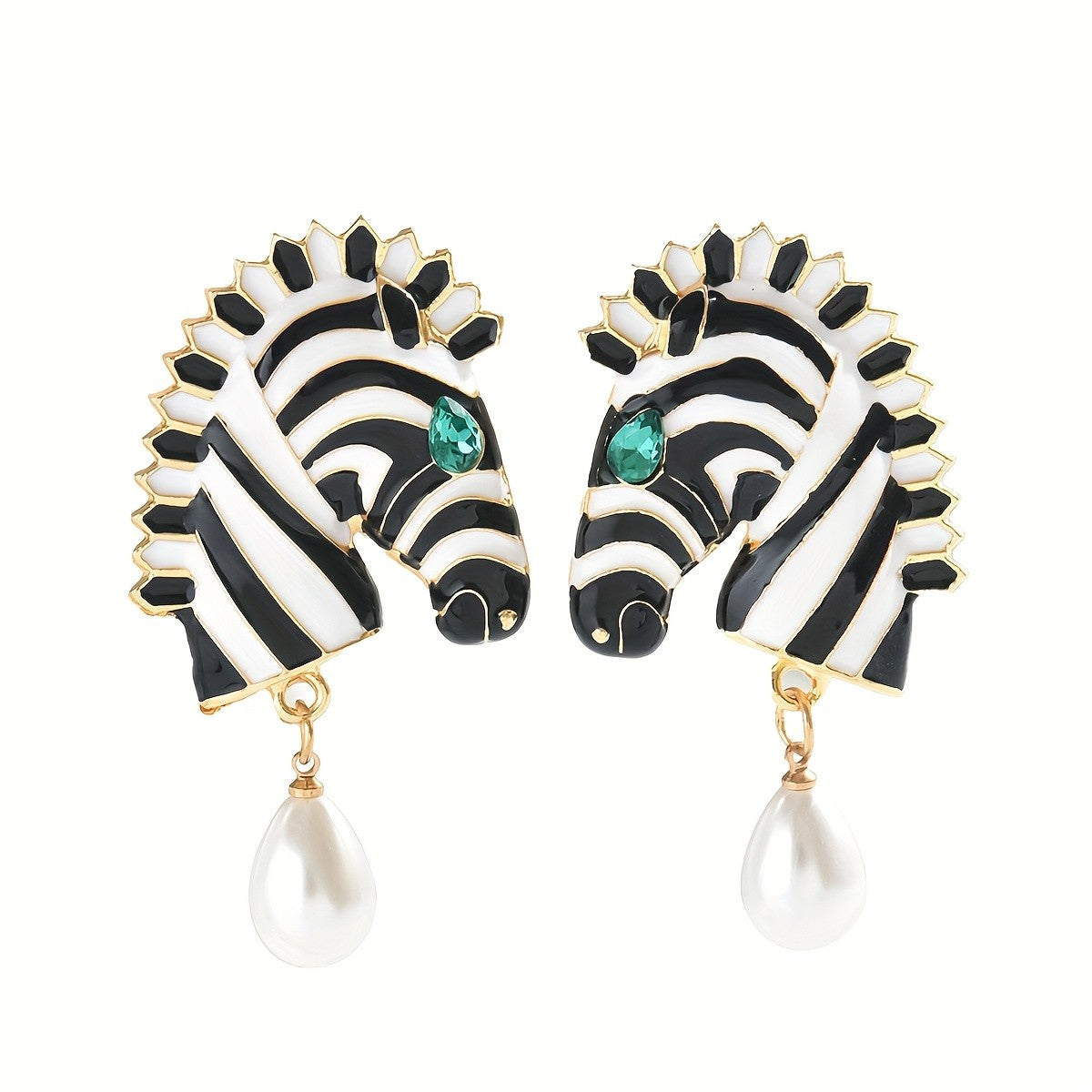18k Zebra Drop Earrings