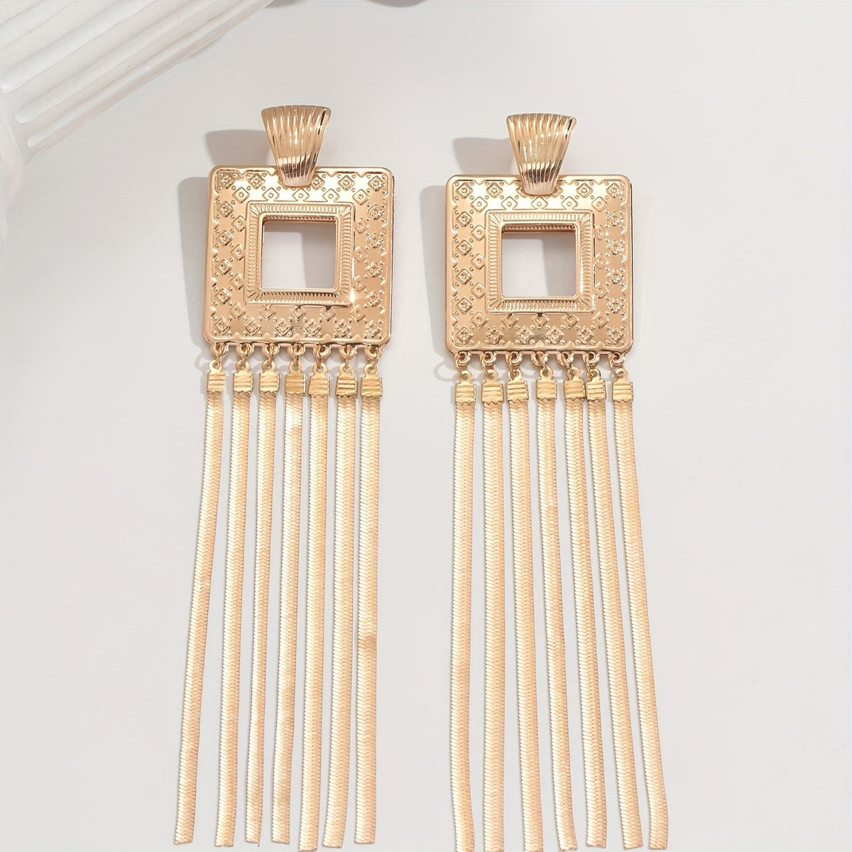 Vintage Square Tassel Drop Earrings