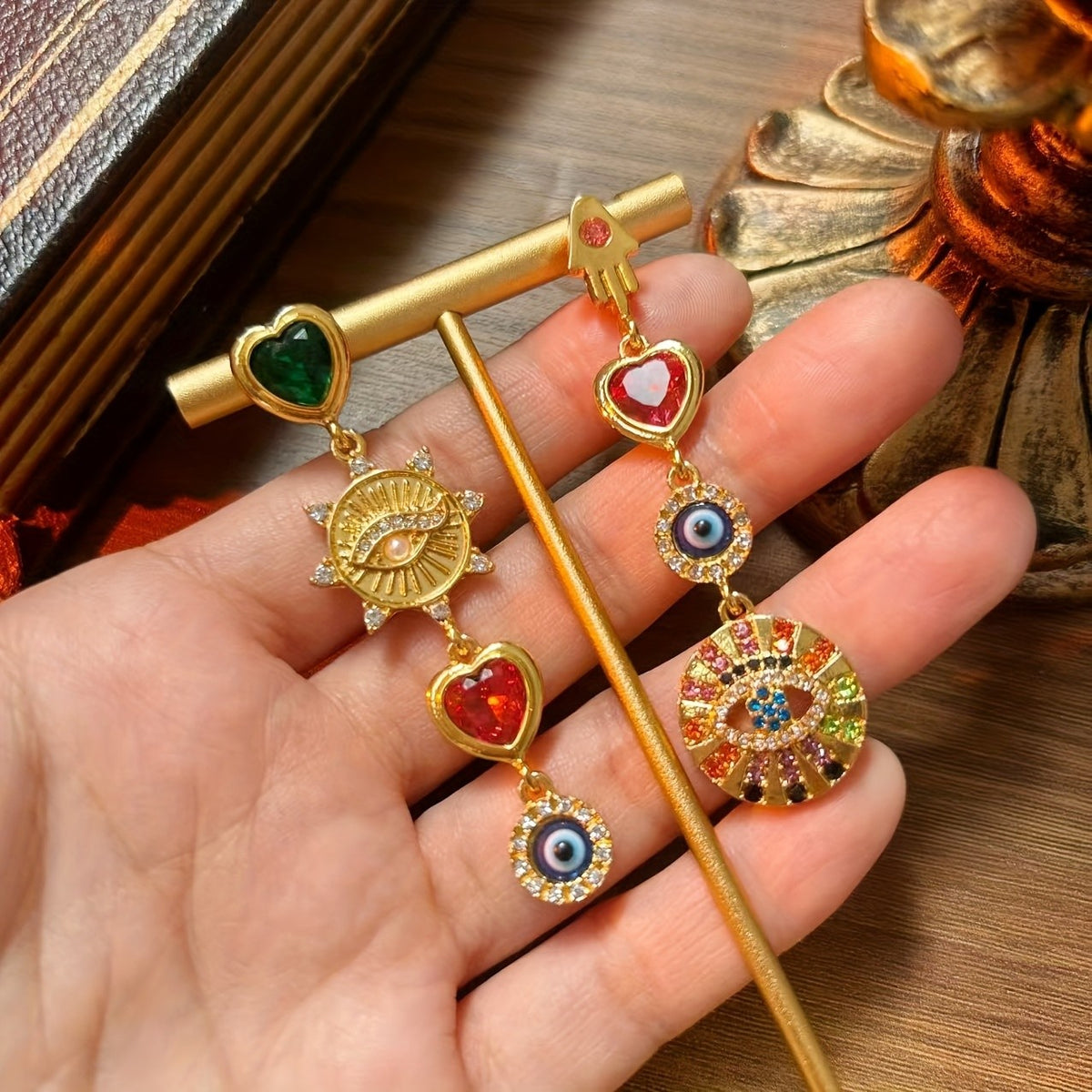 Asymmetrical Charm Drop Earrings