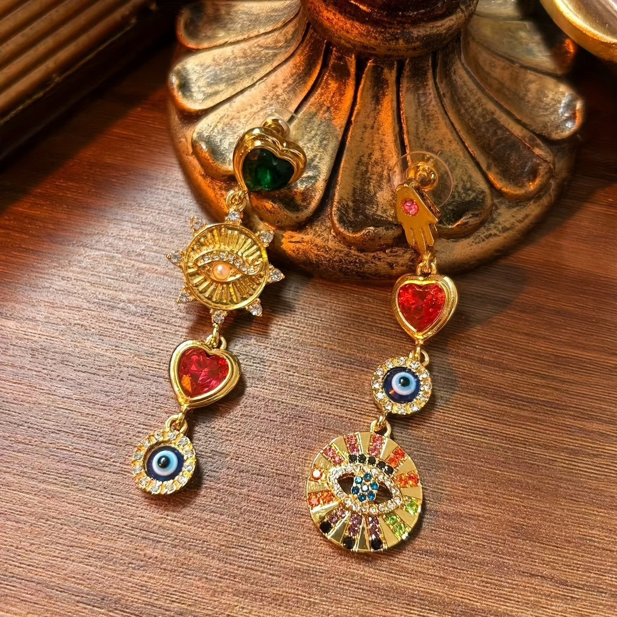 Asymmetrical Charm Drop Earrings