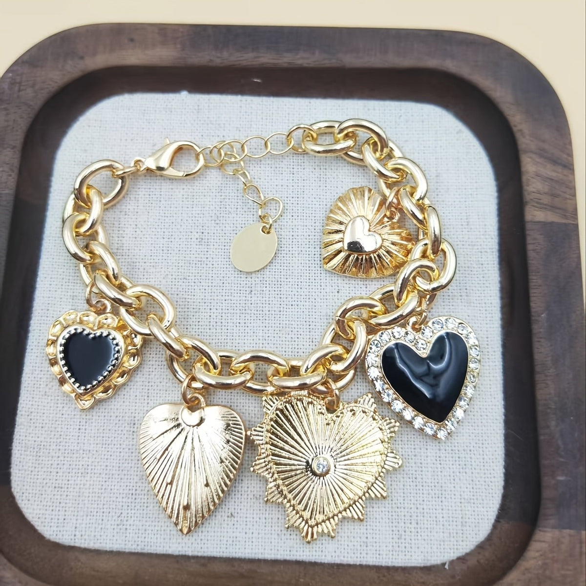 Vintage Multi-Heart Charm Bracelet