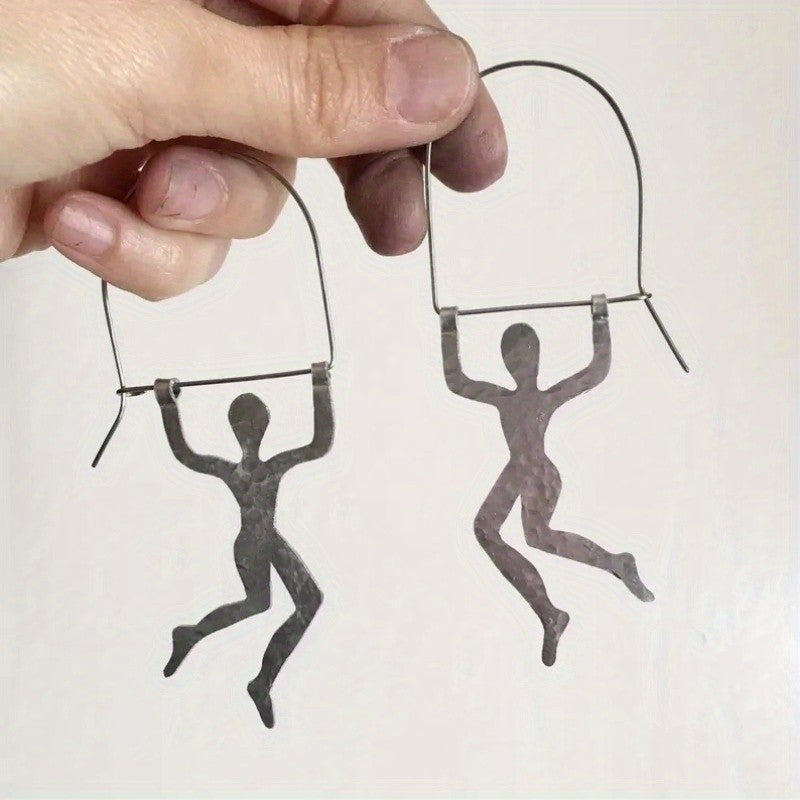 Vintage Silver Figure Drop Earrings