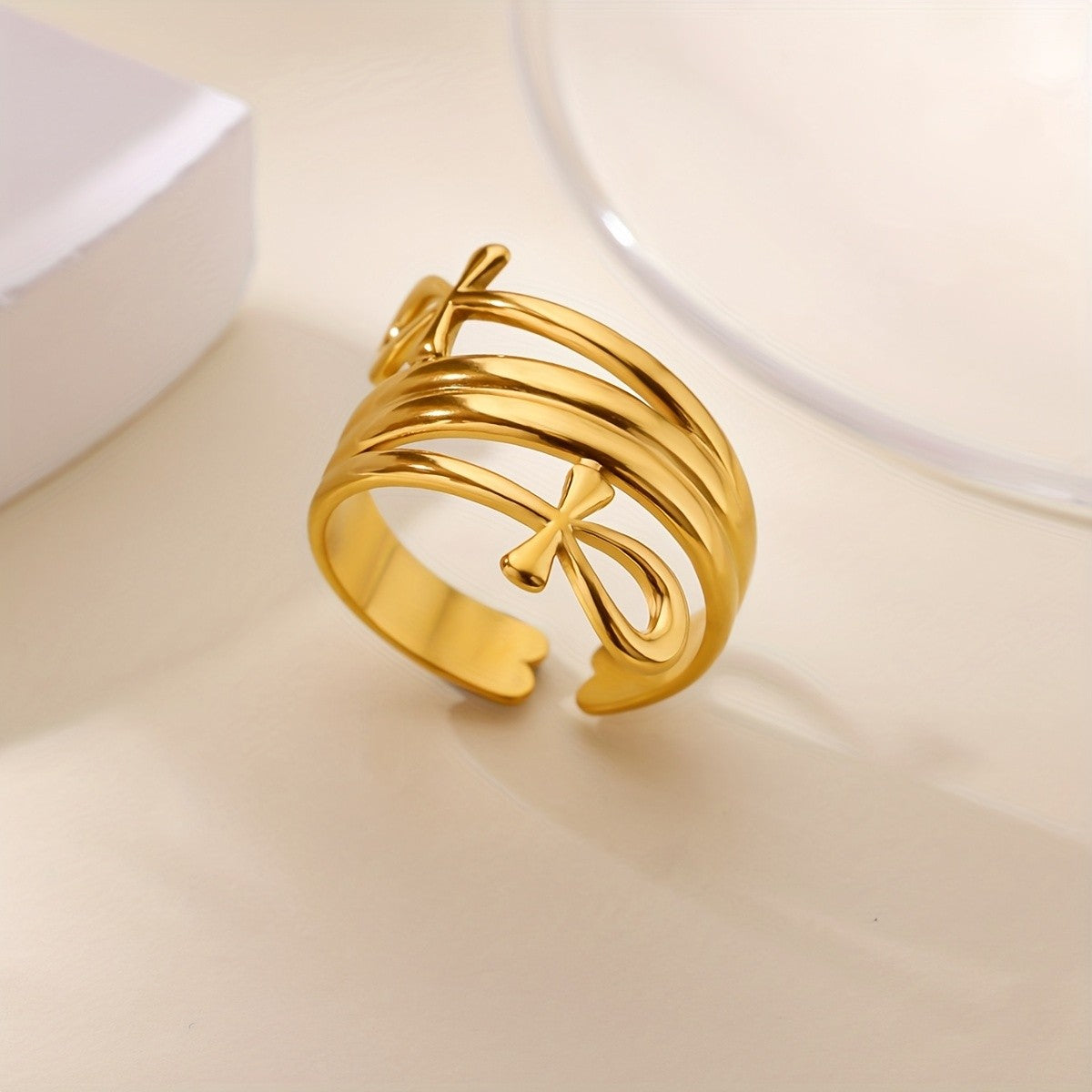 18K Ankh Cross Ring