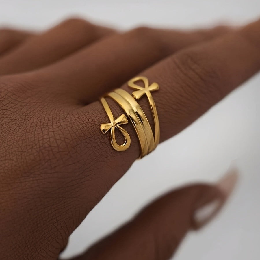 18K Ankh Cross Ring