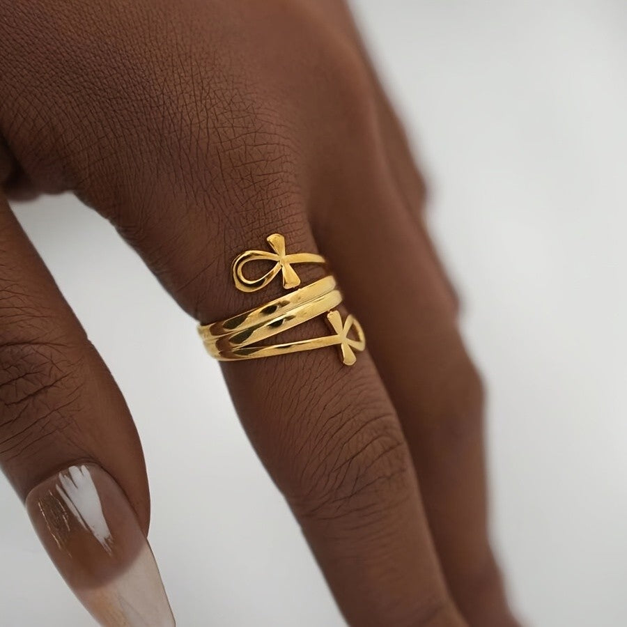 18K Ankh Cross Ring