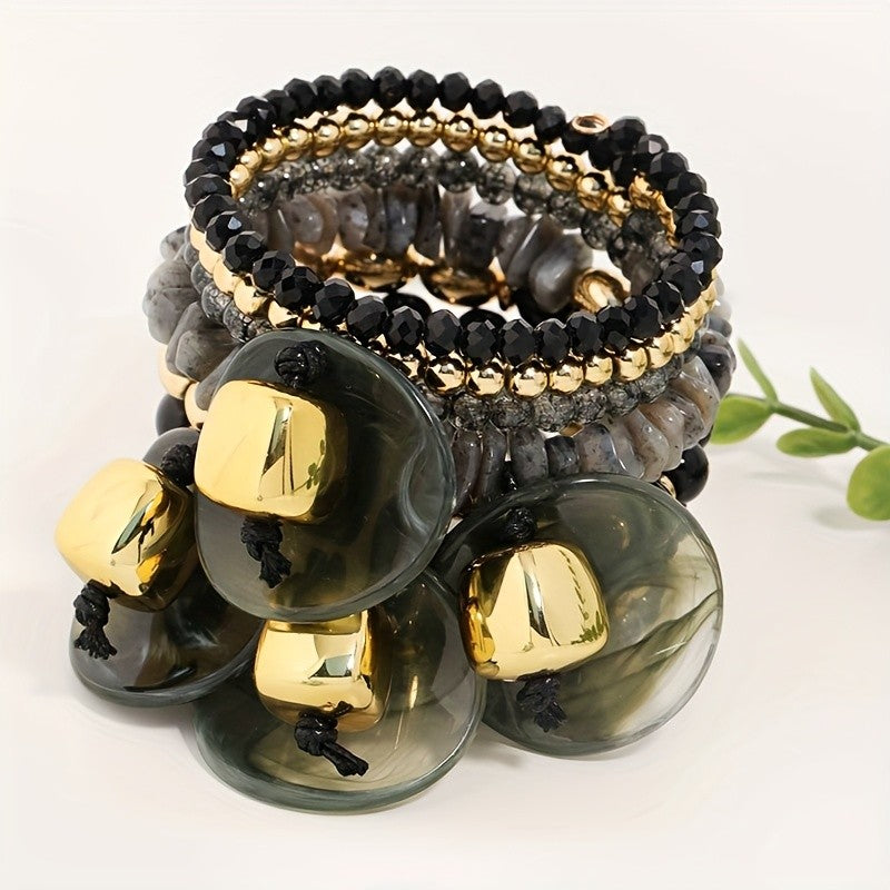 Layered Beaded Disc Bracelet