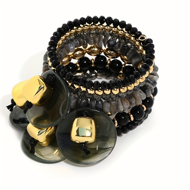 Layered Beaded Disc Bracelet