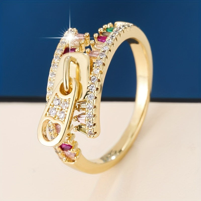 Elegant Zipper Stone Ring