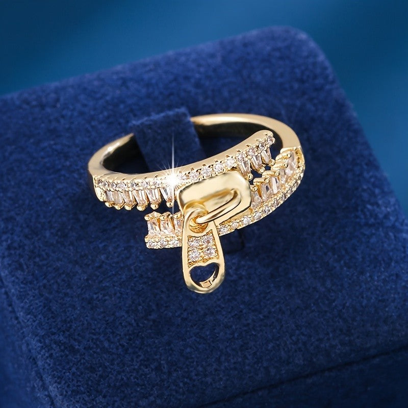 Elegant Zipper Stone Ring