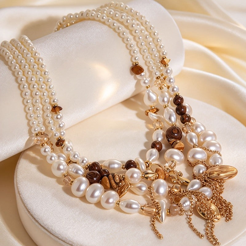 Vintage Multi-Layer Imitation Pearl Necklace