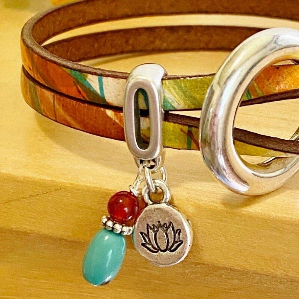 Vintage Buckle Charm Leather Bracelet