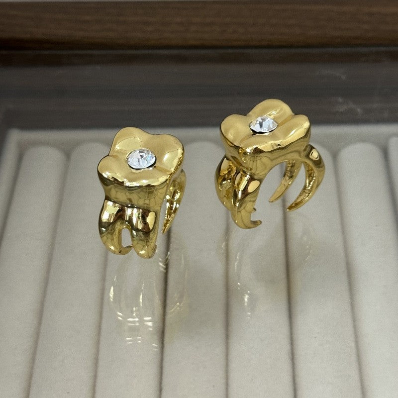 Abstract Gold Flower Stone Ring