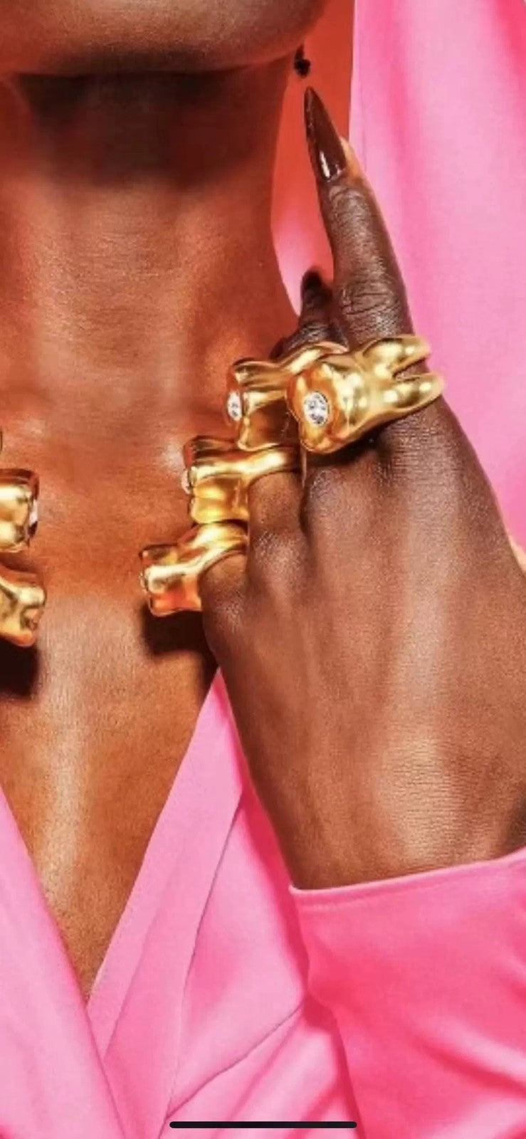 Abstract Gold Flower Stone Ring