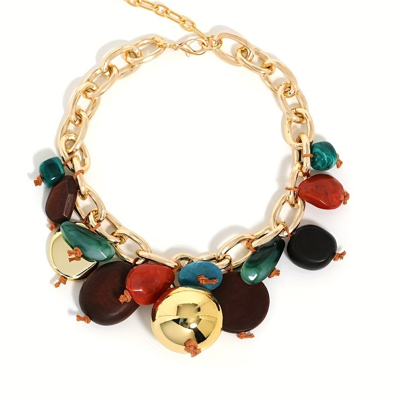 Vintage Multi-Stone Chain Necklace