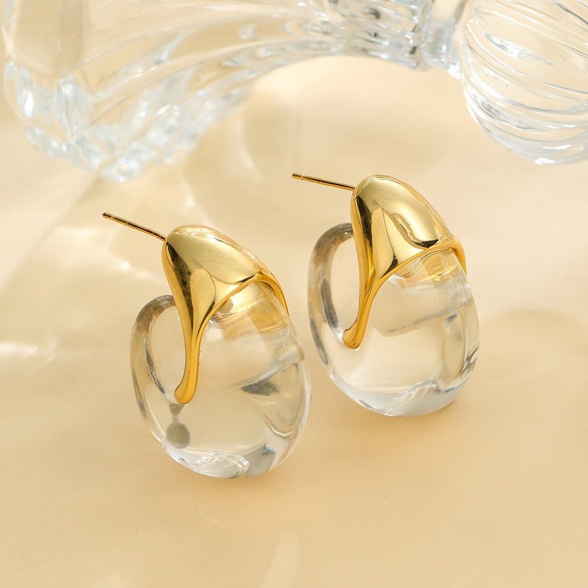 Asymmetric Resin Drop Earrings