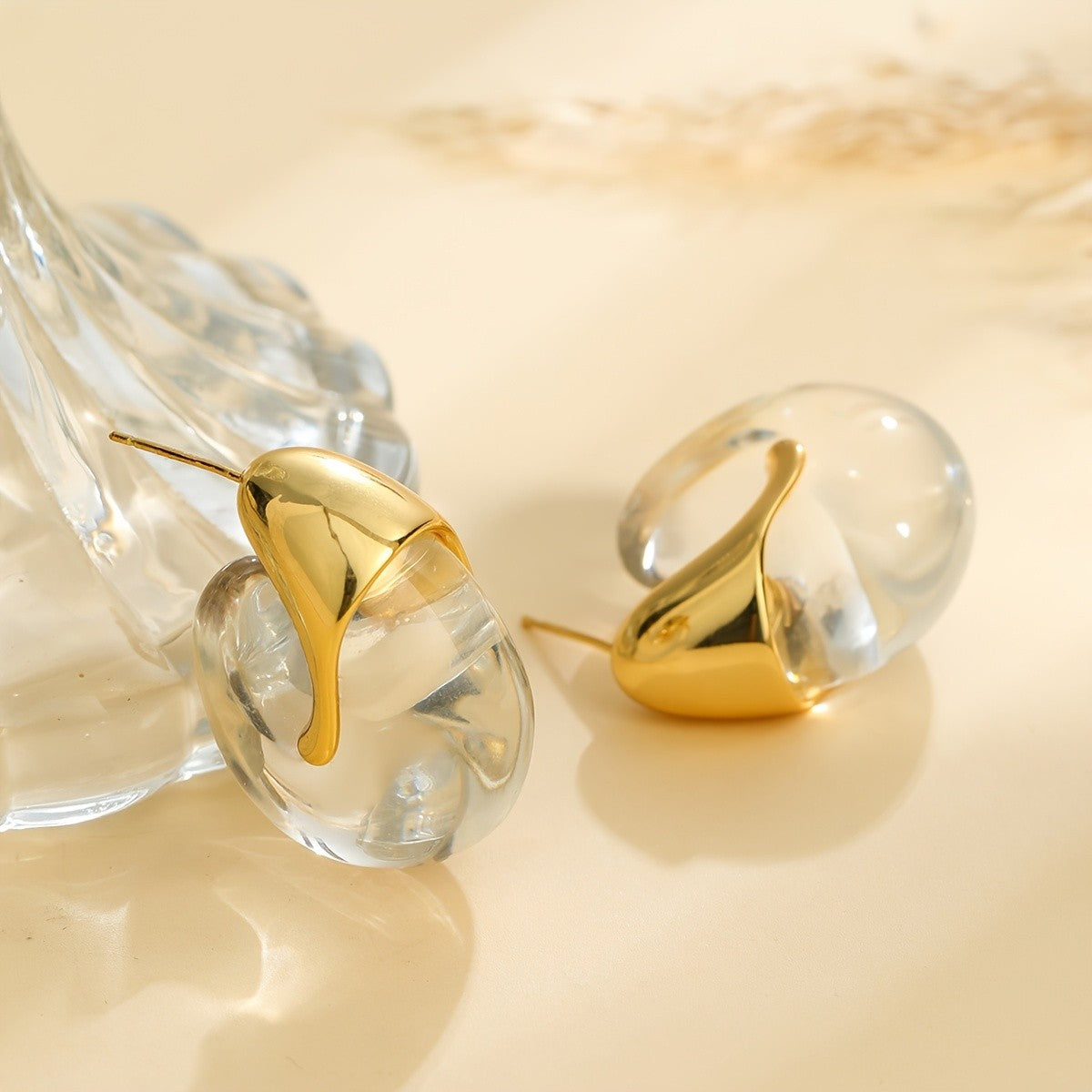 Asymmetric Resin Drop Earrings