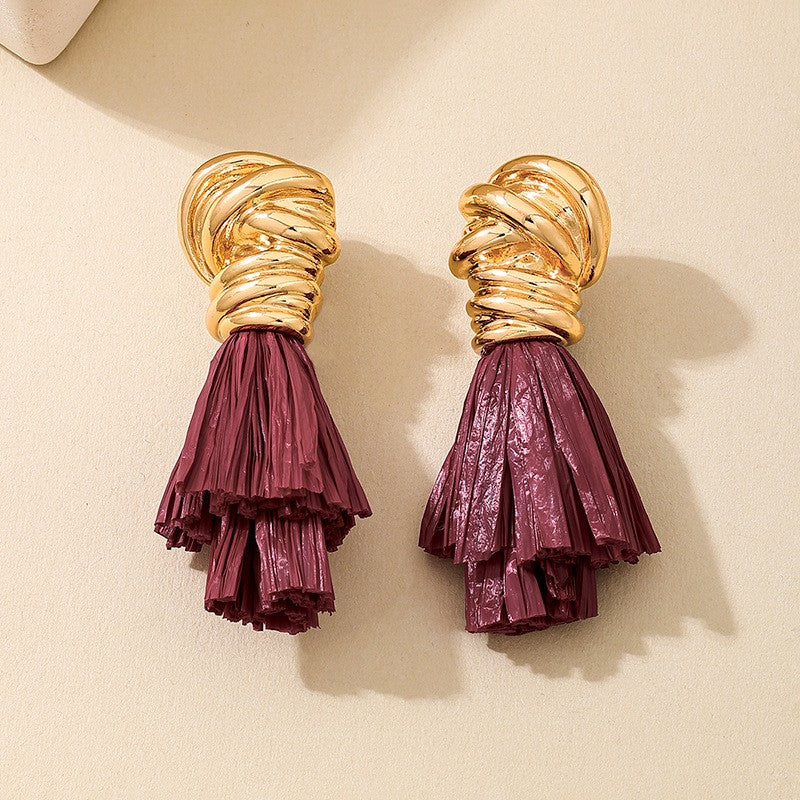 Vintage Gold Knot Tassel Earrings