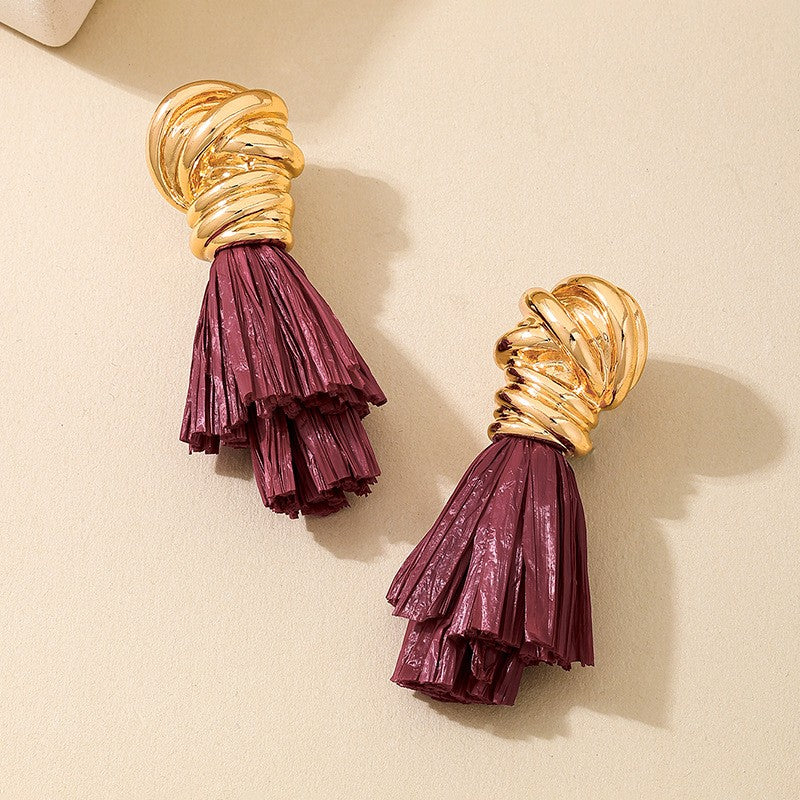Vintage Gold Knot Tassel Earrings