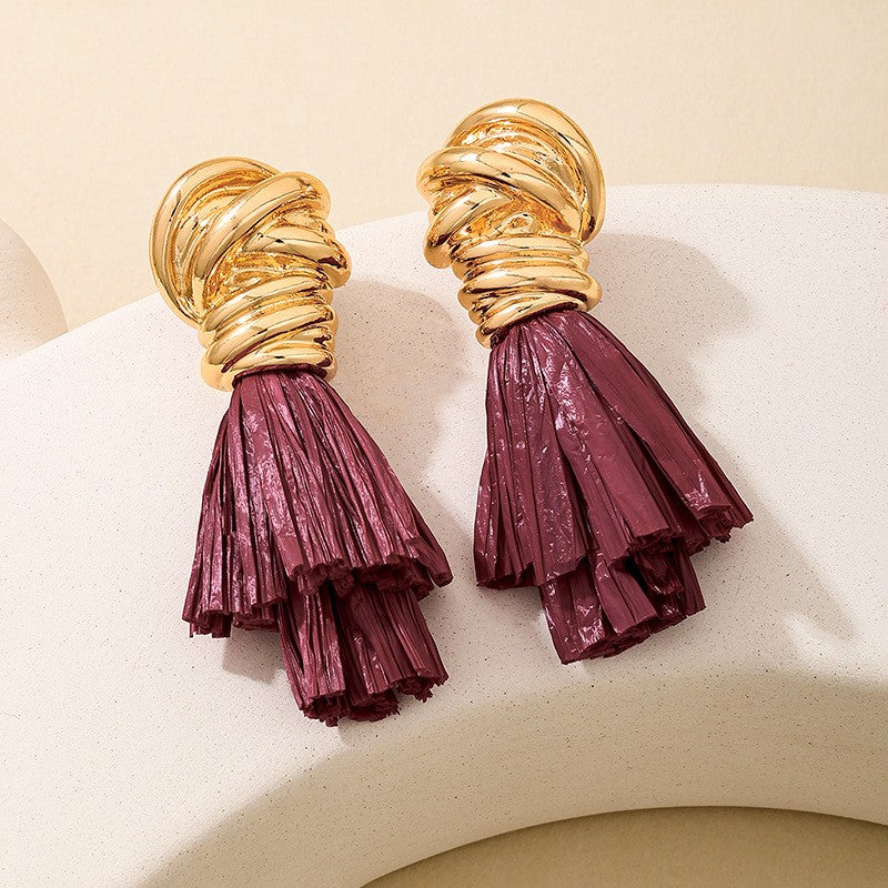 Vintage Gold Knot Tassel Earrings