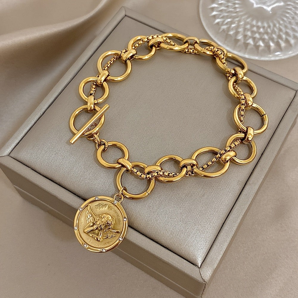 18k Angel Charm Link Bracelet