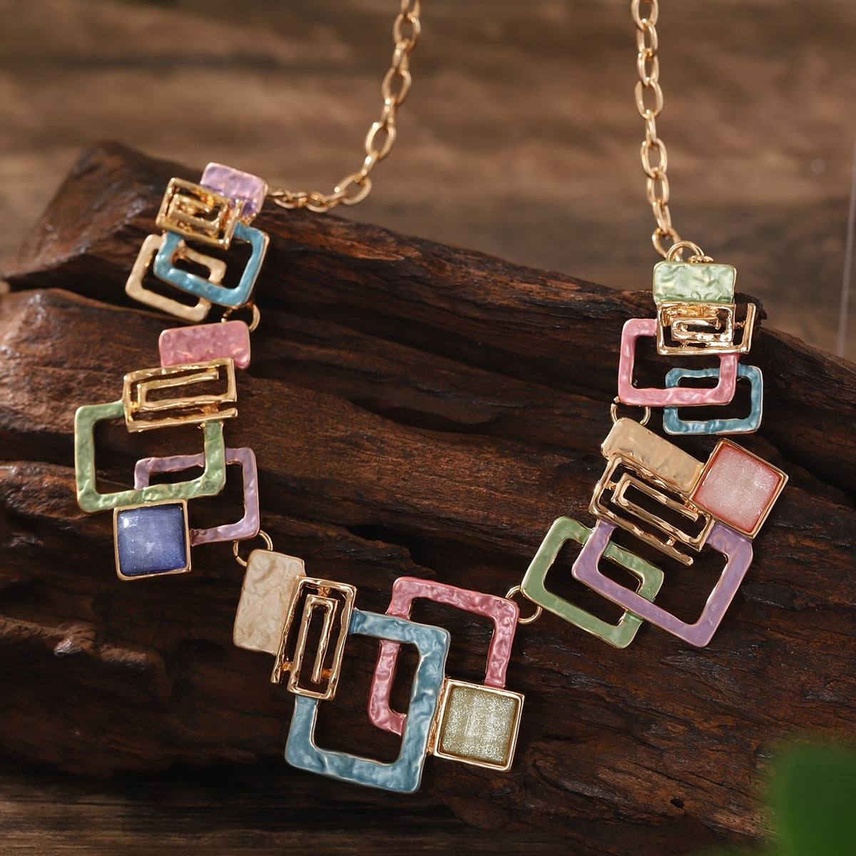 Geometric Resin Inlay Jewelry Set