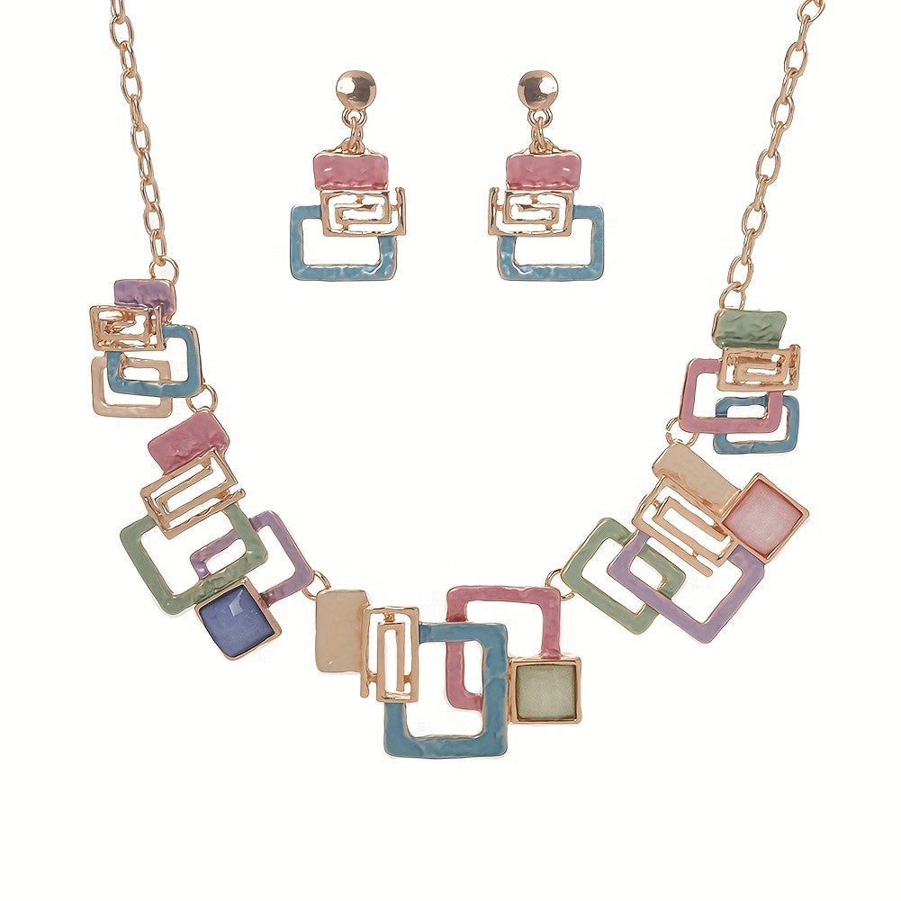 Geometric Resin Inlay Jewelry Set