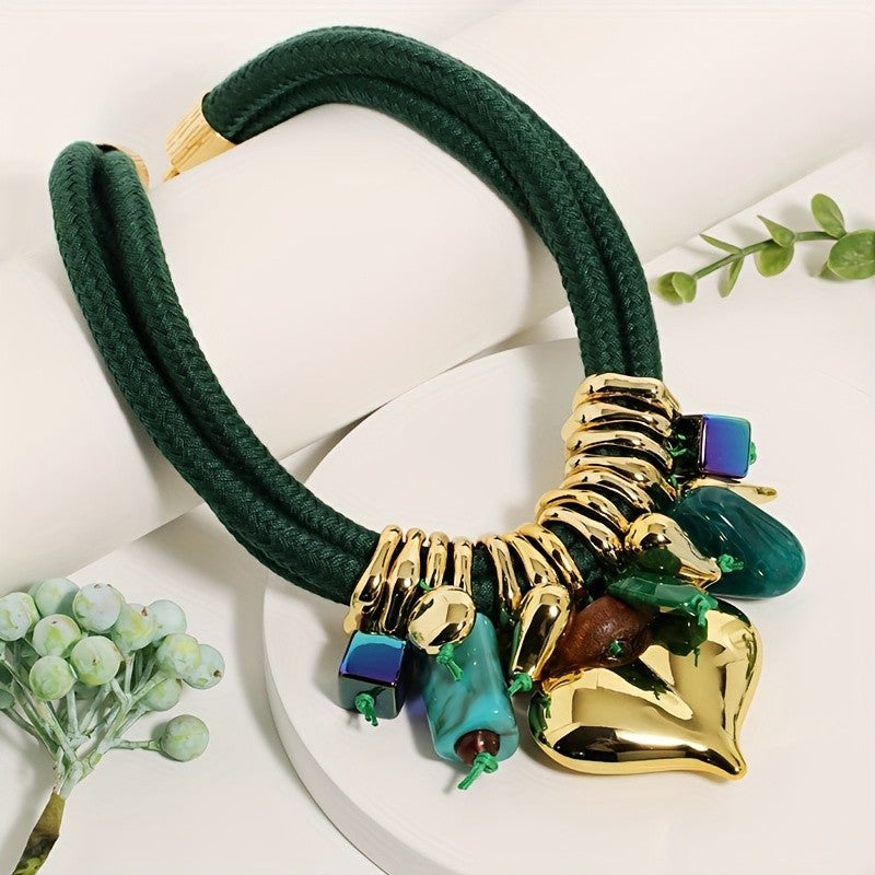 Vintage Hemp Rope Heart Pendant Necklace