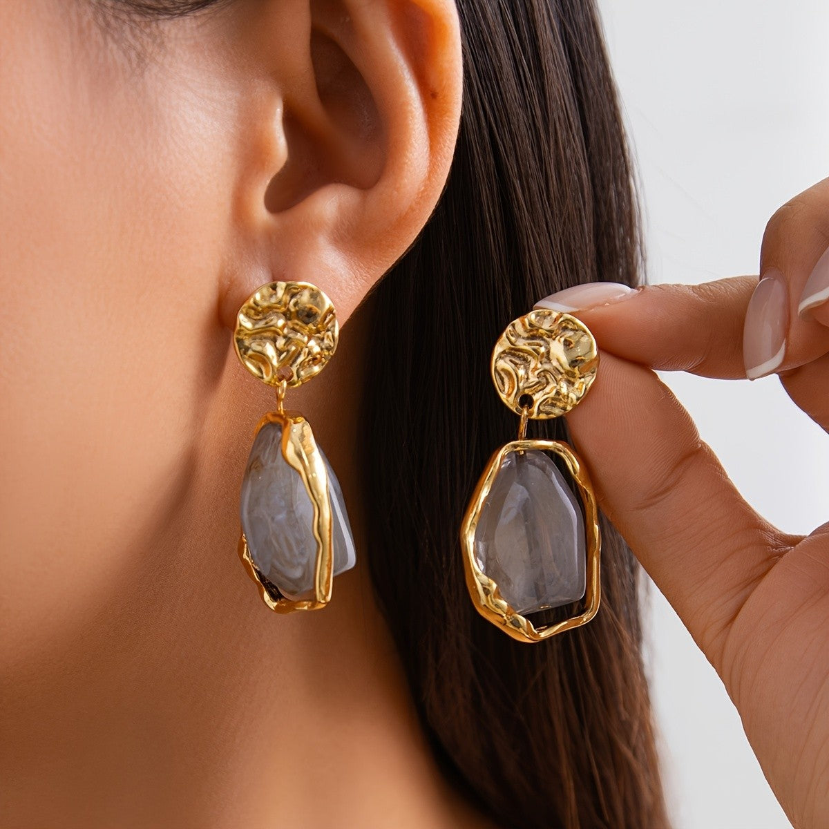 18k Vintage Amber Drop Earrings