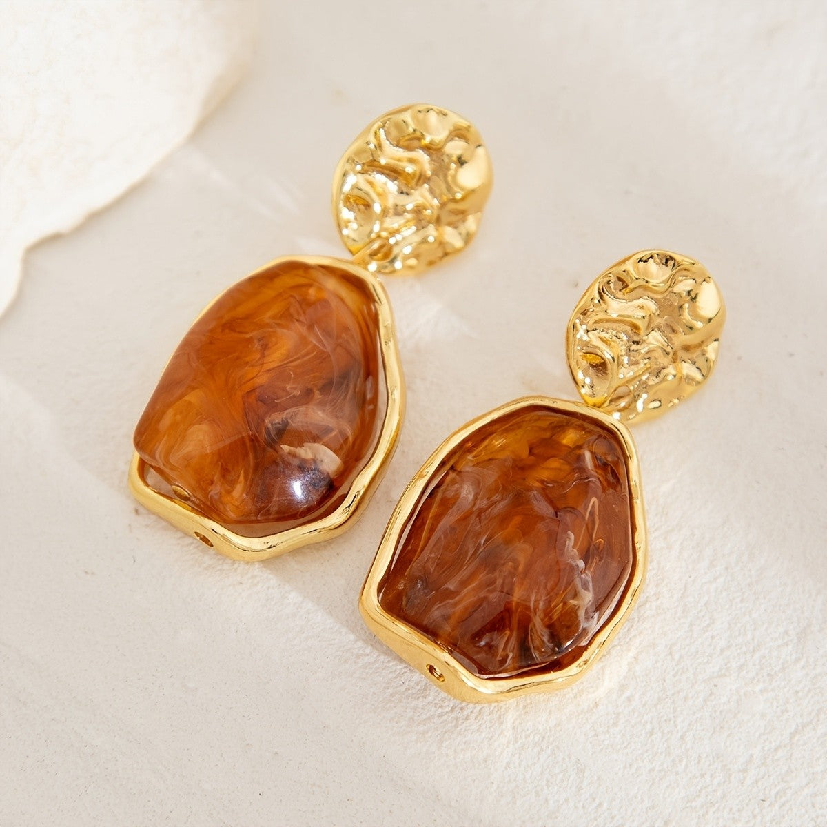 18k Vintage Amber Drop Earrings
