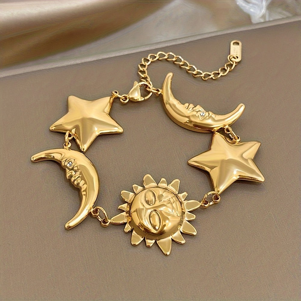 18k Sun Moon Star Charm Bracelet