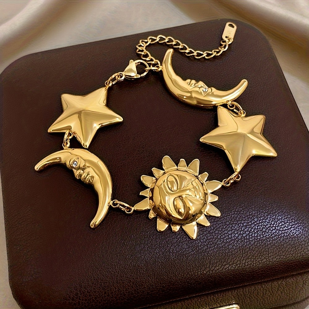 18k Sun Moon Star Charm Bracelet