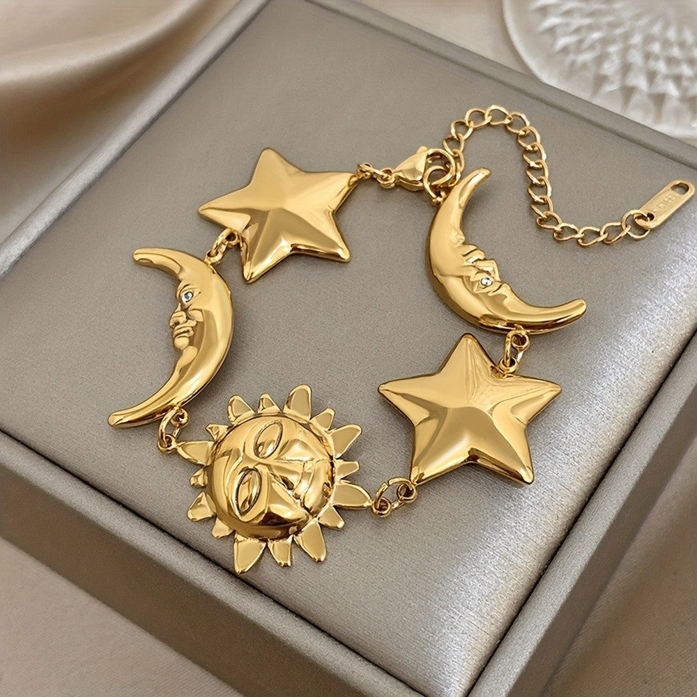 18k Sun Moon Star Charm Bracelet