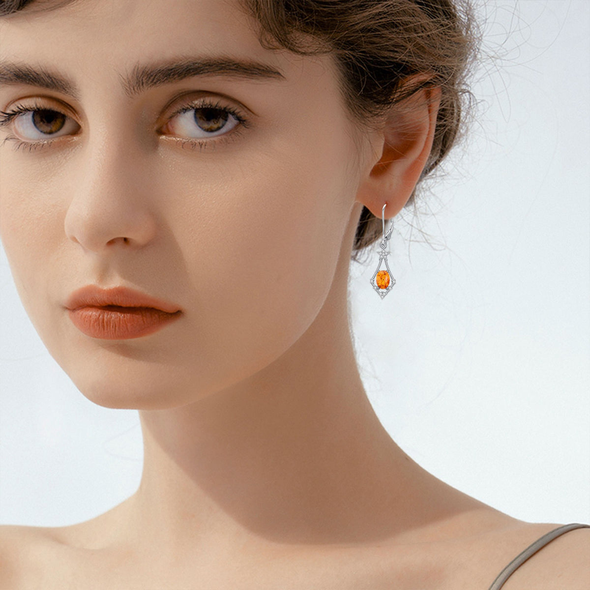 S925 Star Drop Amber Earrings