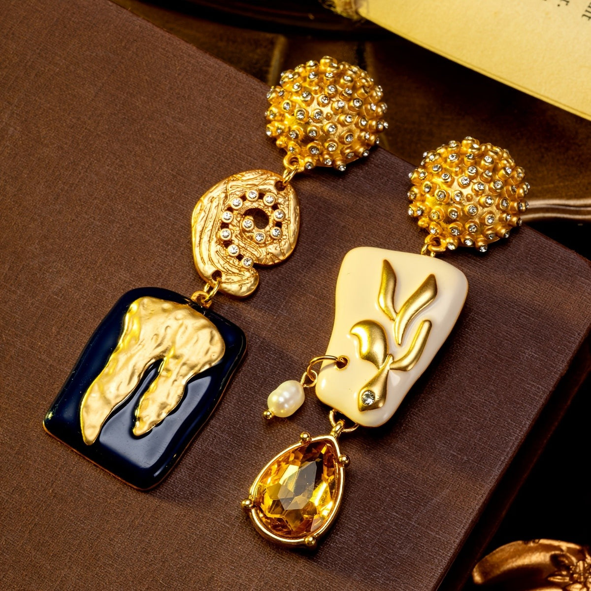 Asymmetric Enamel Drop Earrings