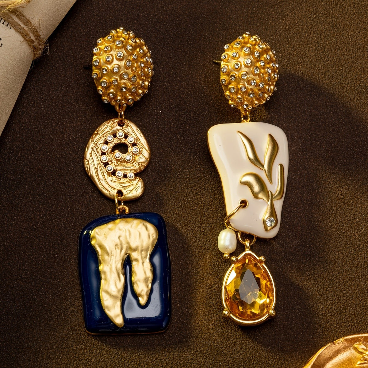 Asymmetric Enamel Drop Earrings