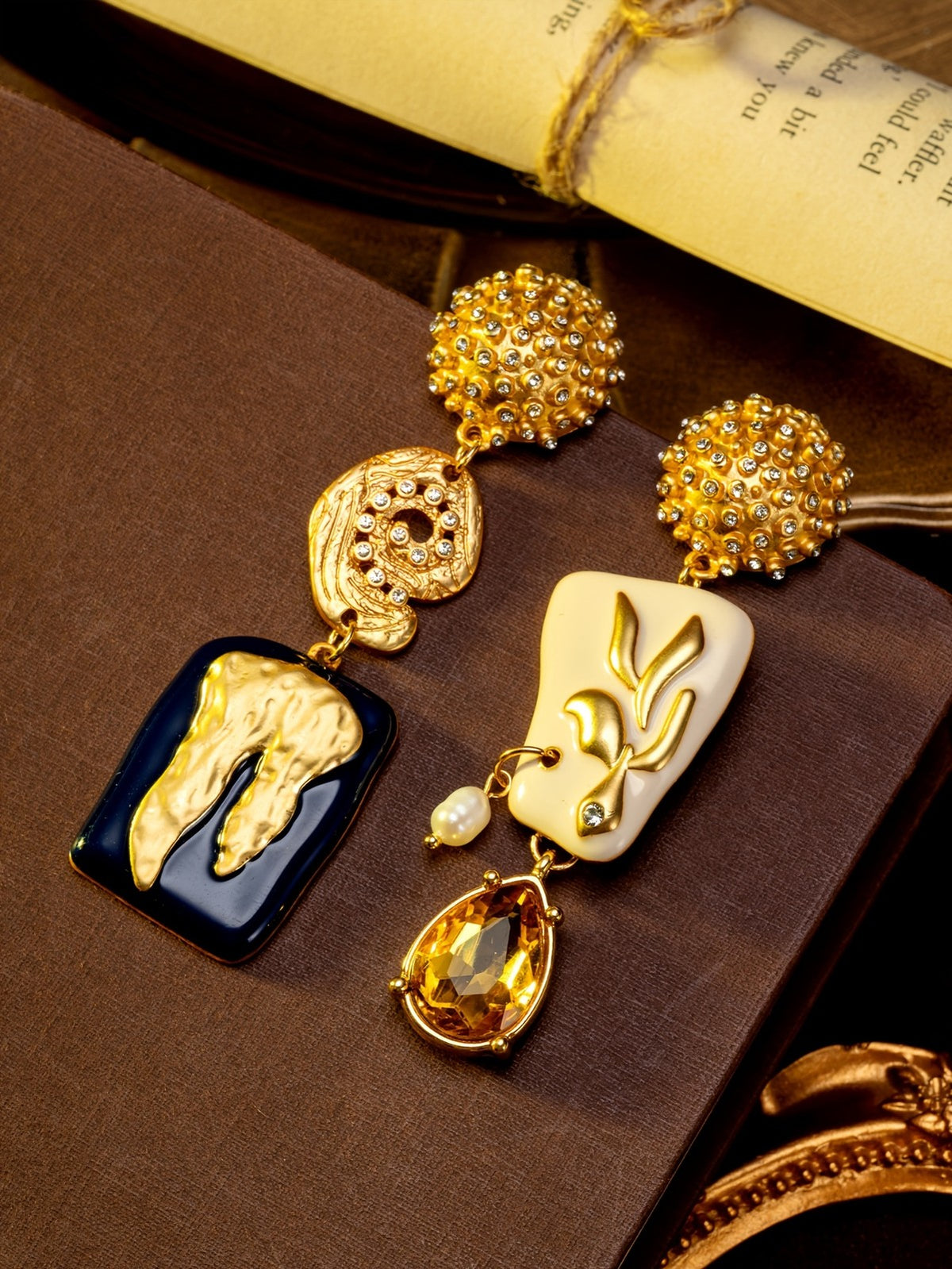 Asymmetric Enamel Drop Earrings