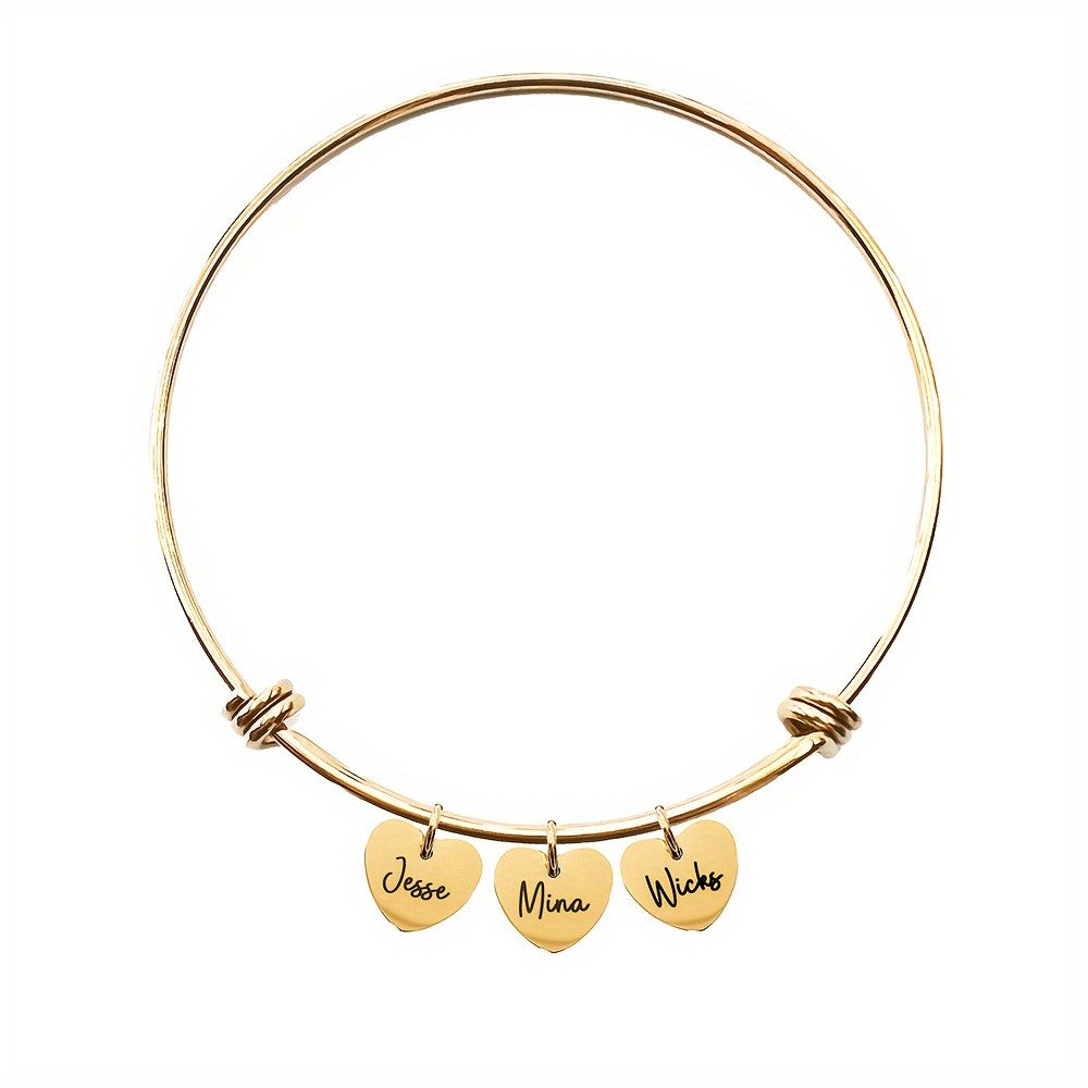 18k Adjustable Triple Heart Bangle