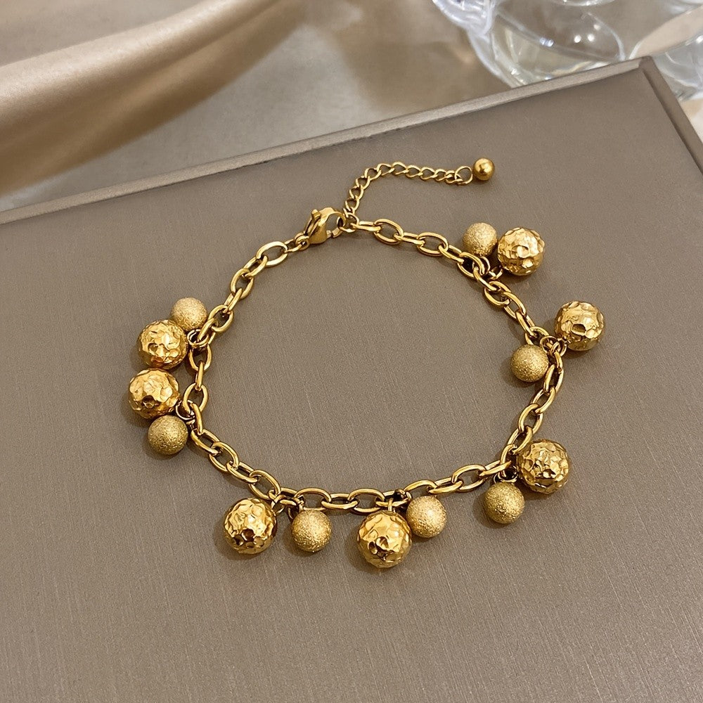 18k Vintage Textured Ball Charm Bracelet