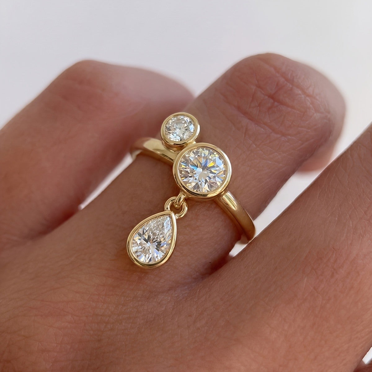18k Asymmetric Triple Stone Ring