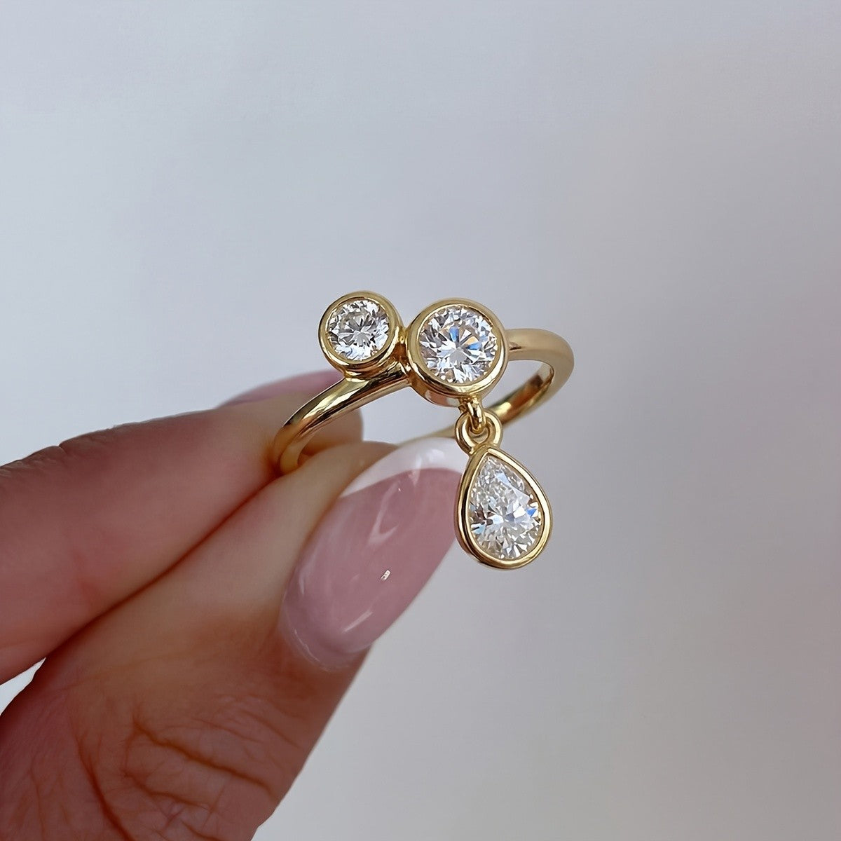 18k Asymmetric Triple Stone Ring
