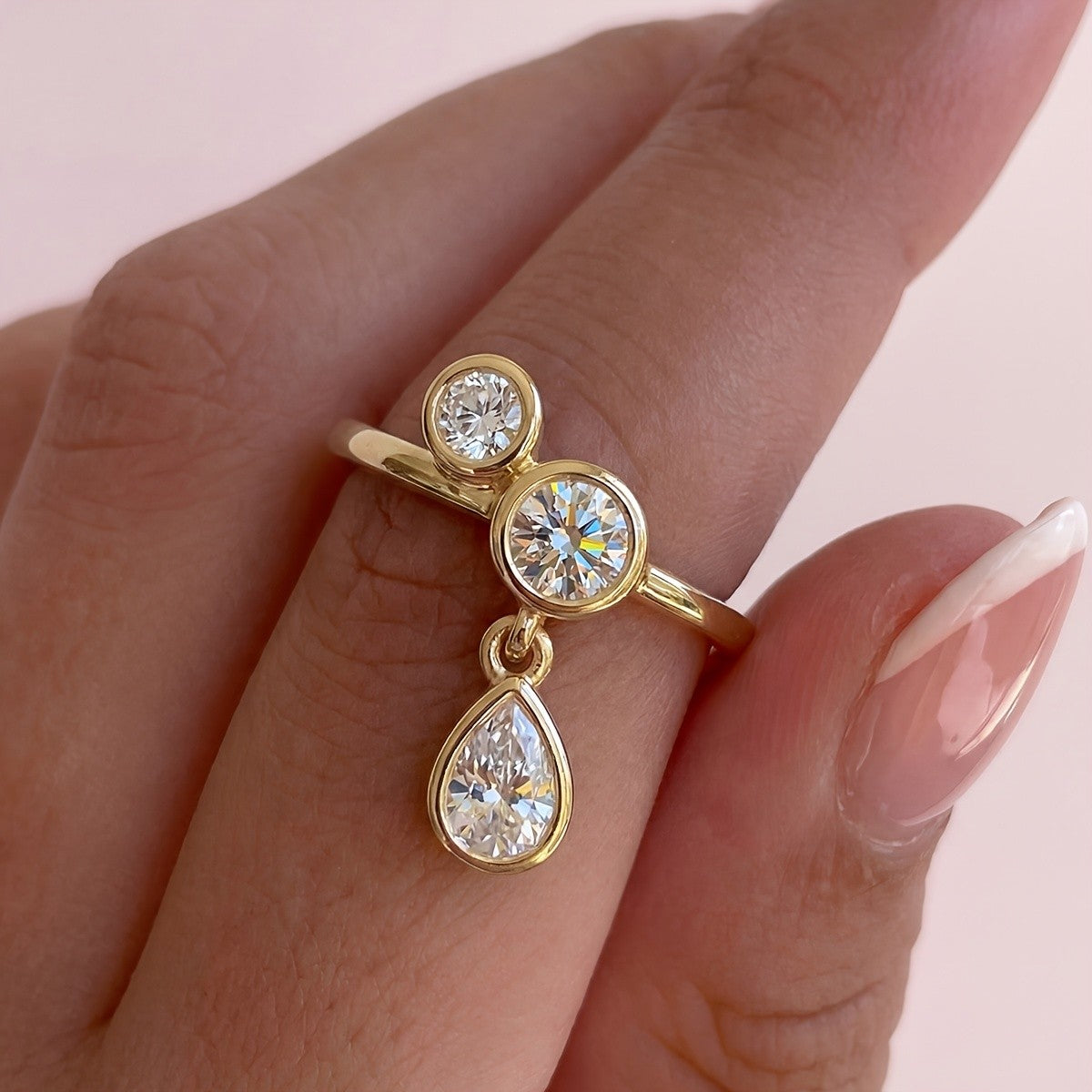 18k Asymmetric Triple Stone Ring