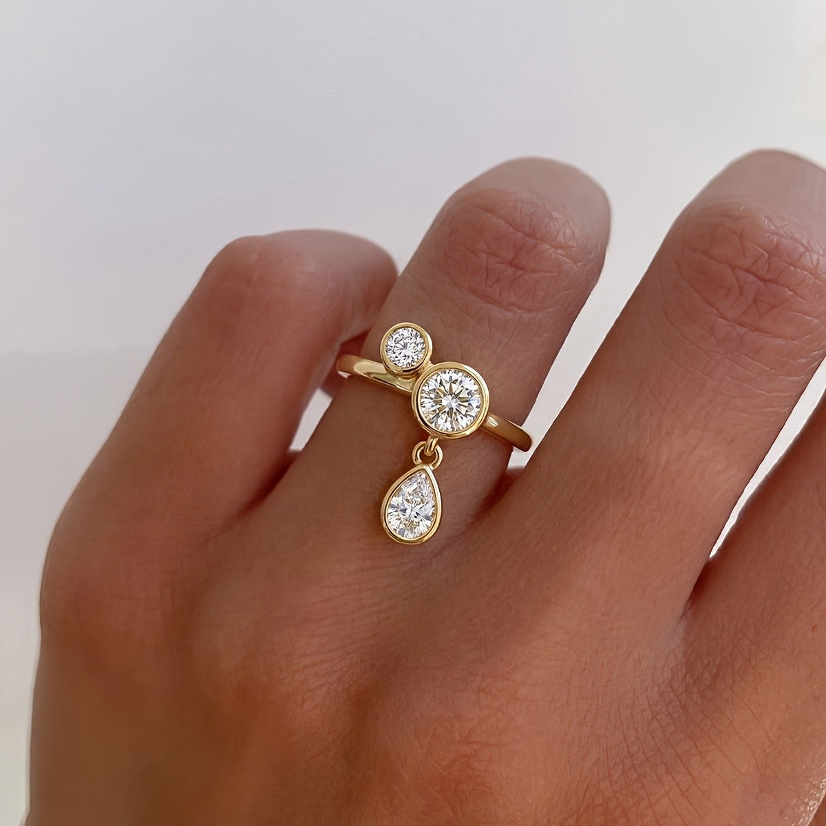 18k Asymmetric Triple Stone Ring