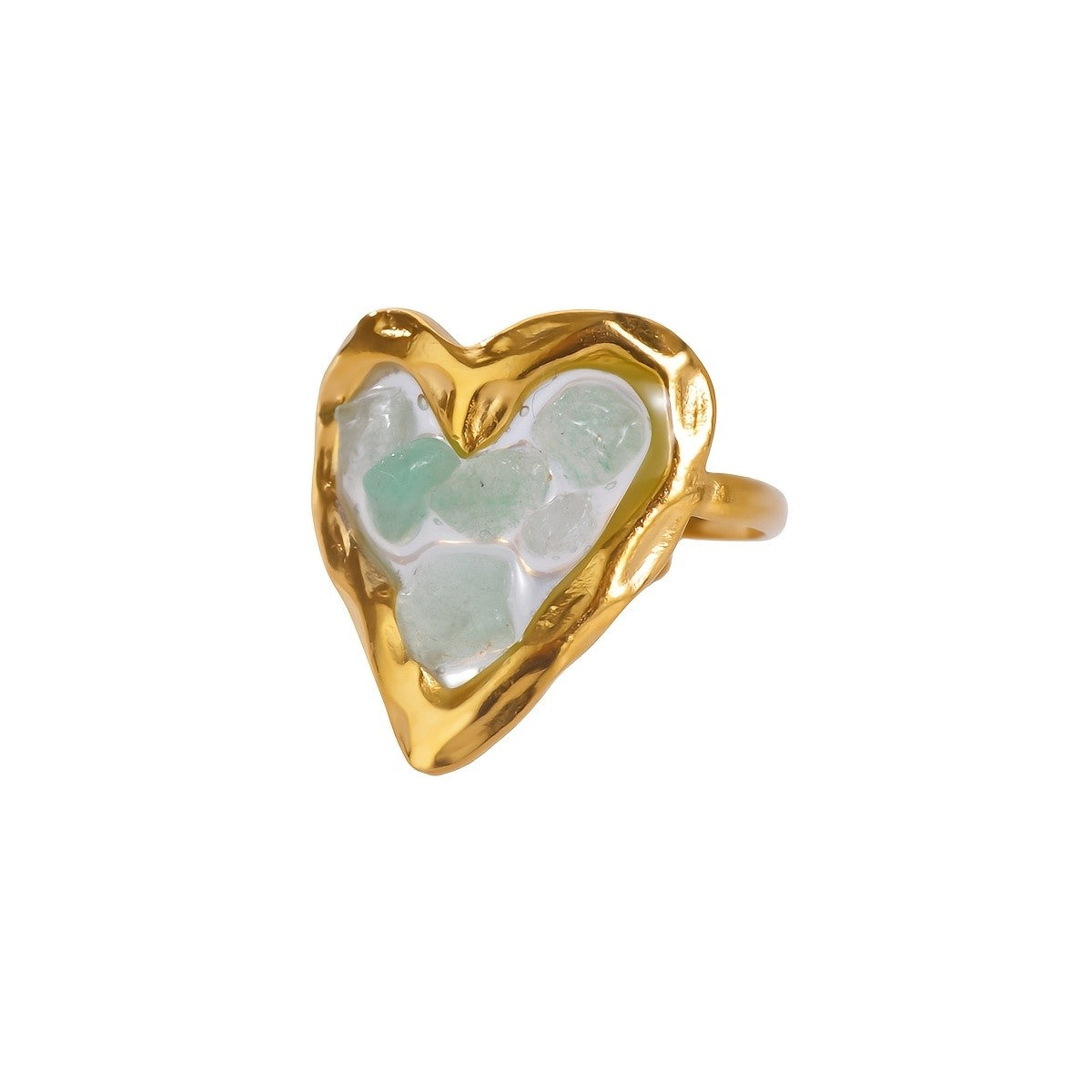 18k Heart Stone Resin Ring