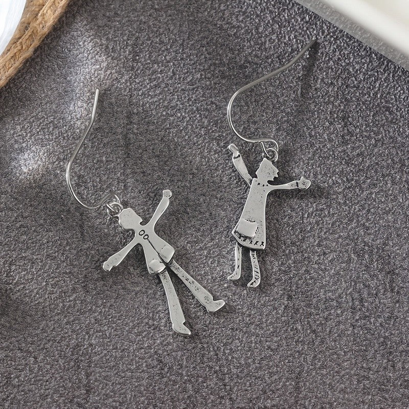 Asymmetric Cartoon Character Drop Earrings