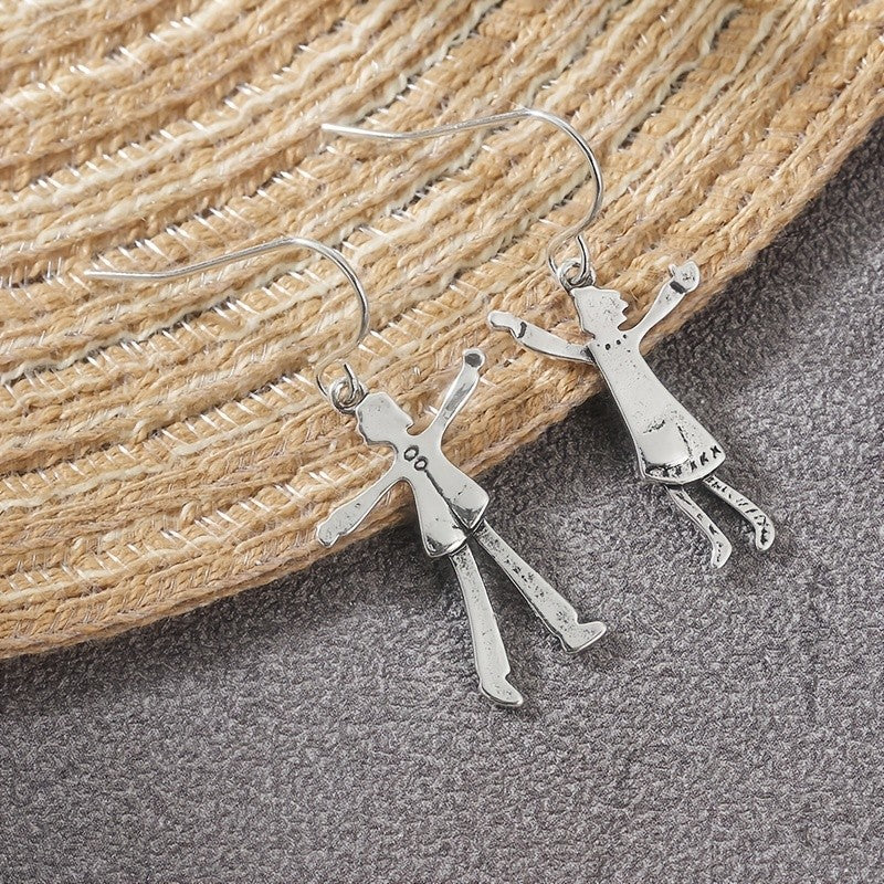 Asymmetric Cartoon Character Drop Earrings