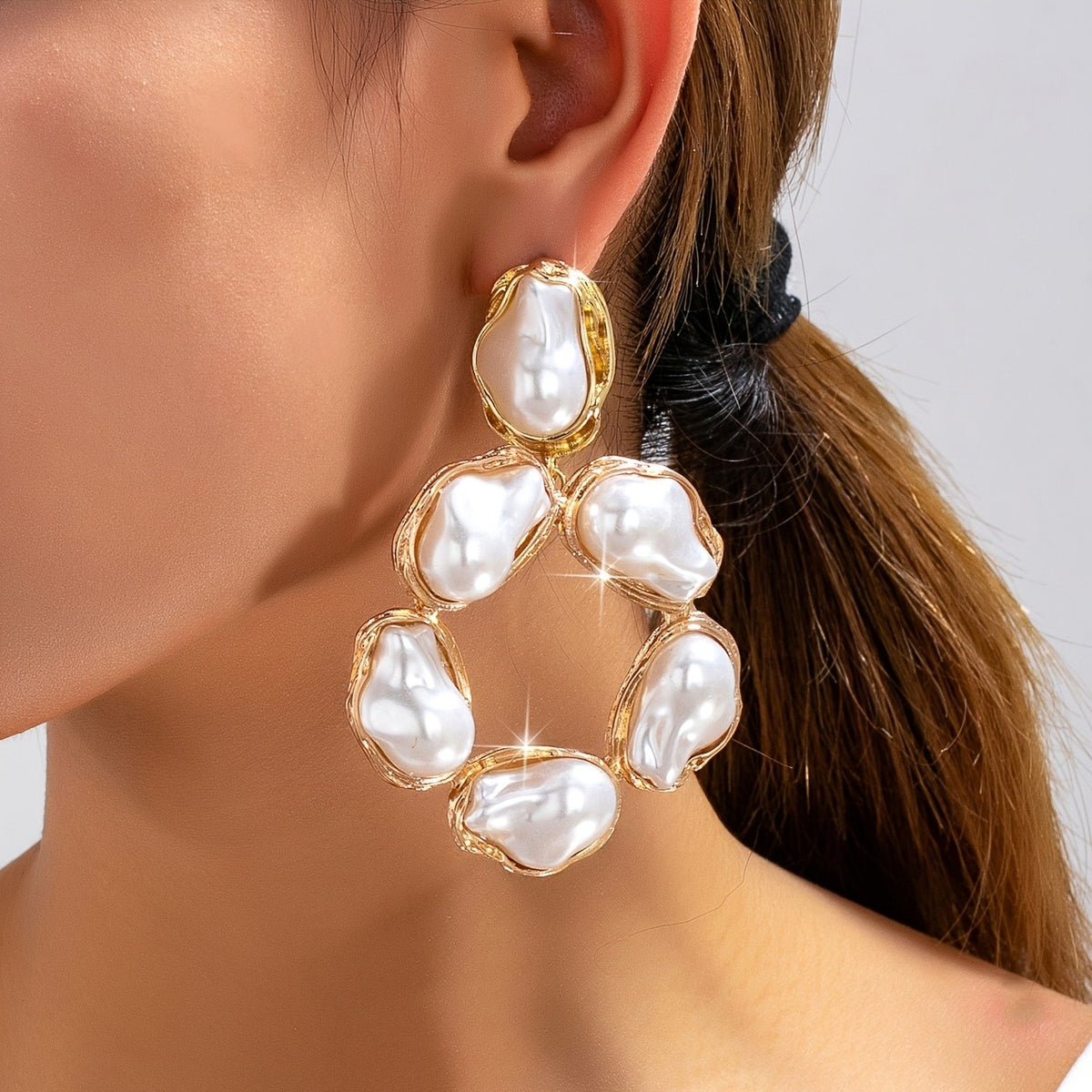 Asymmetric Multi-Color Stone Drop Earrings