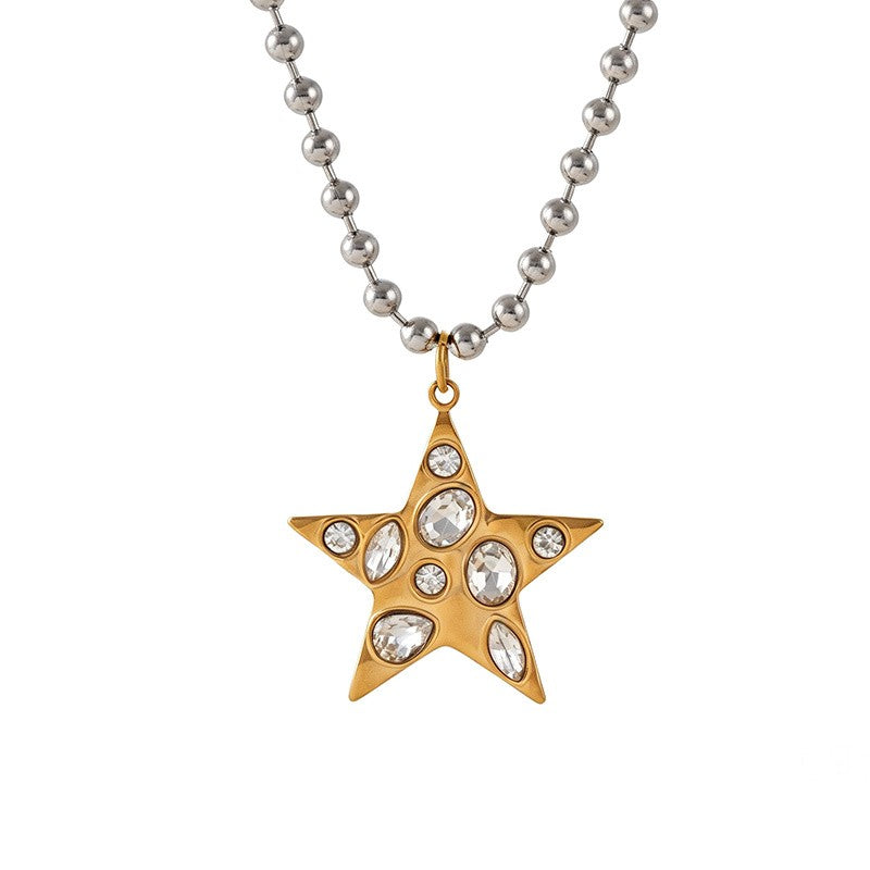 18k Cross Heart Beaded Necklace