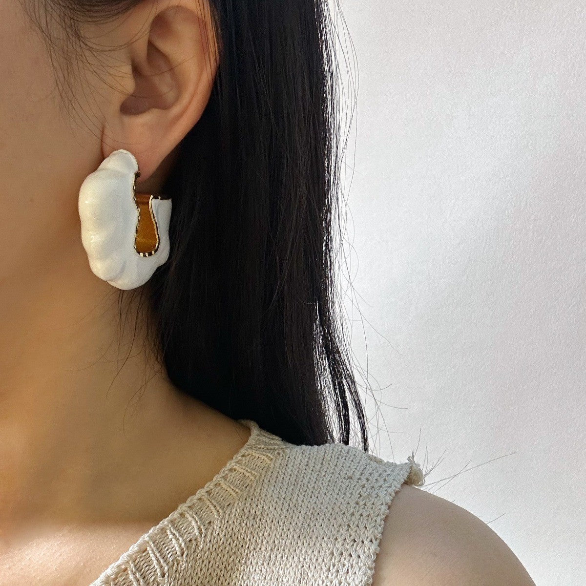 Asymmetric Black Gold Drop Earrings